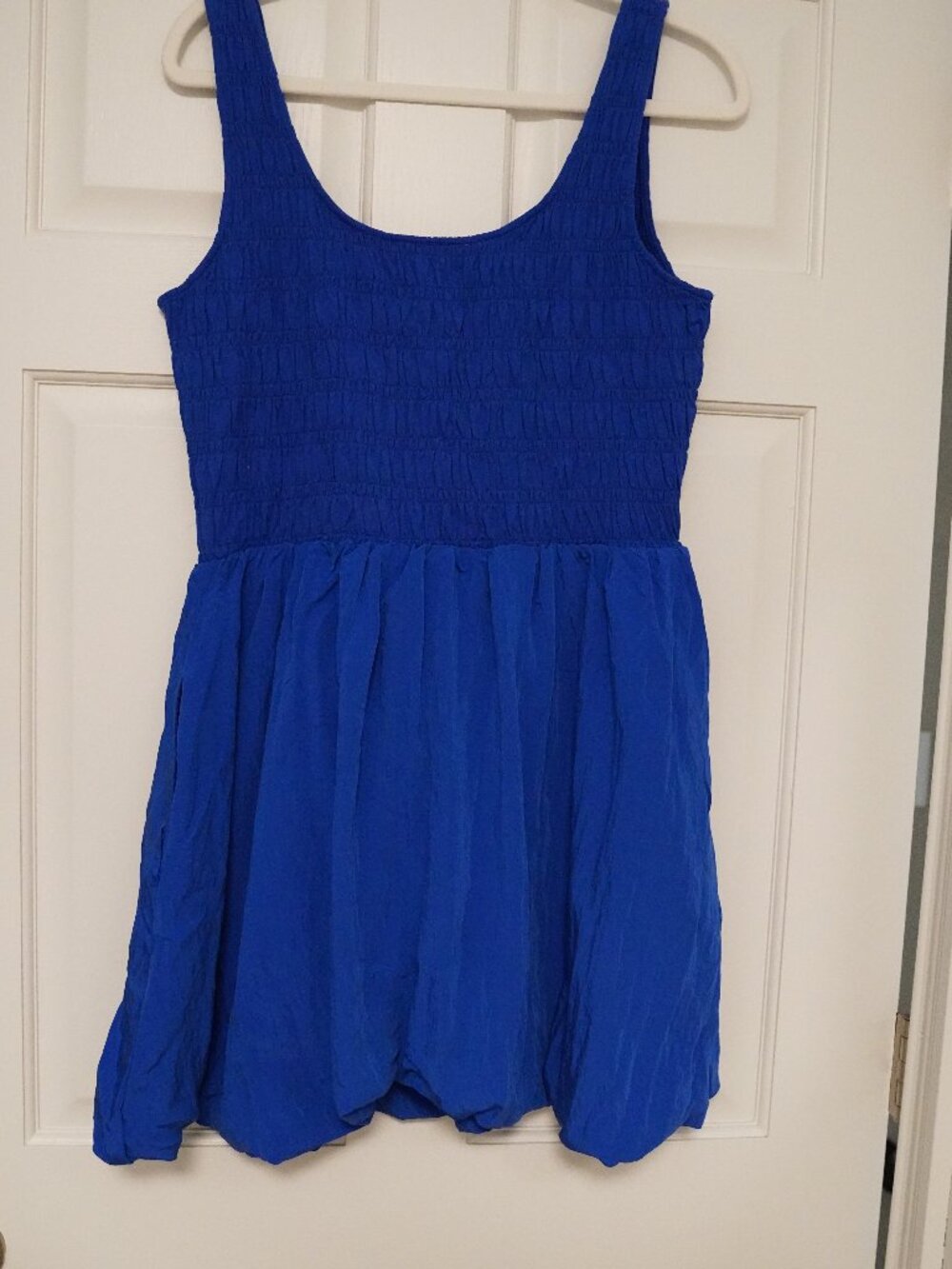 NWT LOFT Cobalt Blue Smocked Bubble Hem Coastal Preppy Tank Dress M